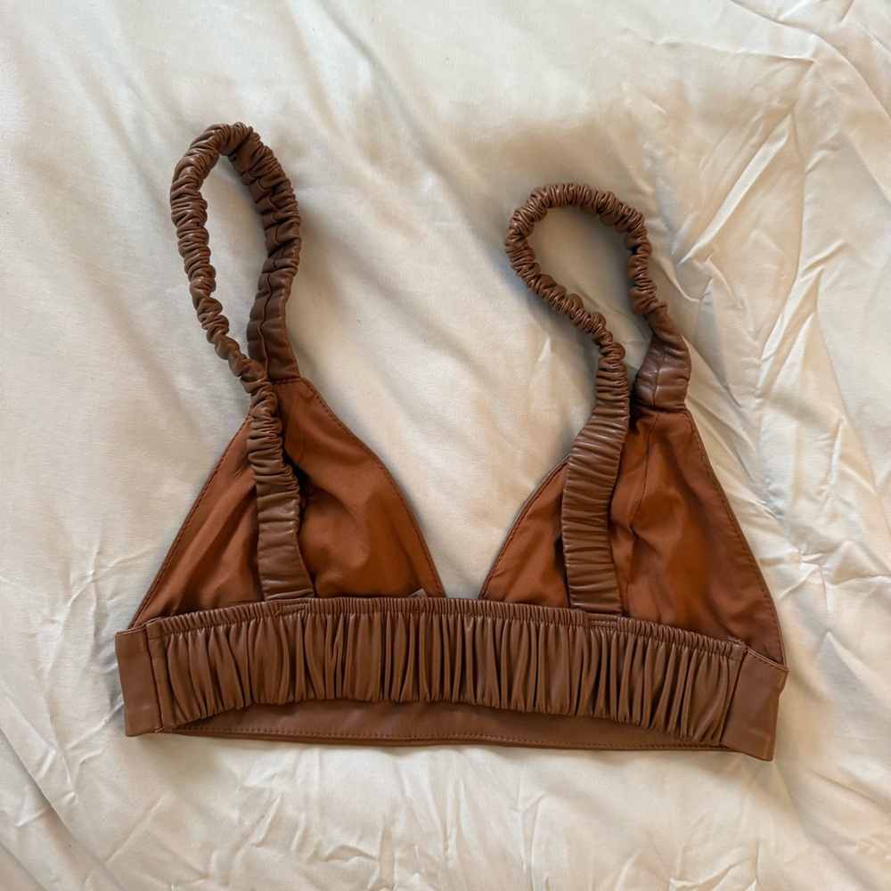 Aritzia Brown Leather Crop Top - Picture 4 of 5